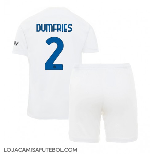 Camisa de Futebol Inter Milan Denzel Dumfries #2 Equipamento Secundário Infantil 2023-24 Manga Curta (+ Calças curtas)